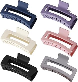 4Pcs Hair Claw Clips, Acetate Hair Banana Barrettes, French Butterfly Jaw Clips, Mermaid Color Crab Hairpin, Leopard Print Stylish Hair Accessories for Women Girls (6PCS-5.1inch Large)