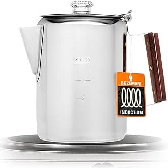 COLETTI Bozeman Induction Coffee Maker — Percolator Coffee Pot, Coffee Percolator – Brews 3 Kinds of Ways: Fire, Stovetop, & Induction [9 cup, Induction]