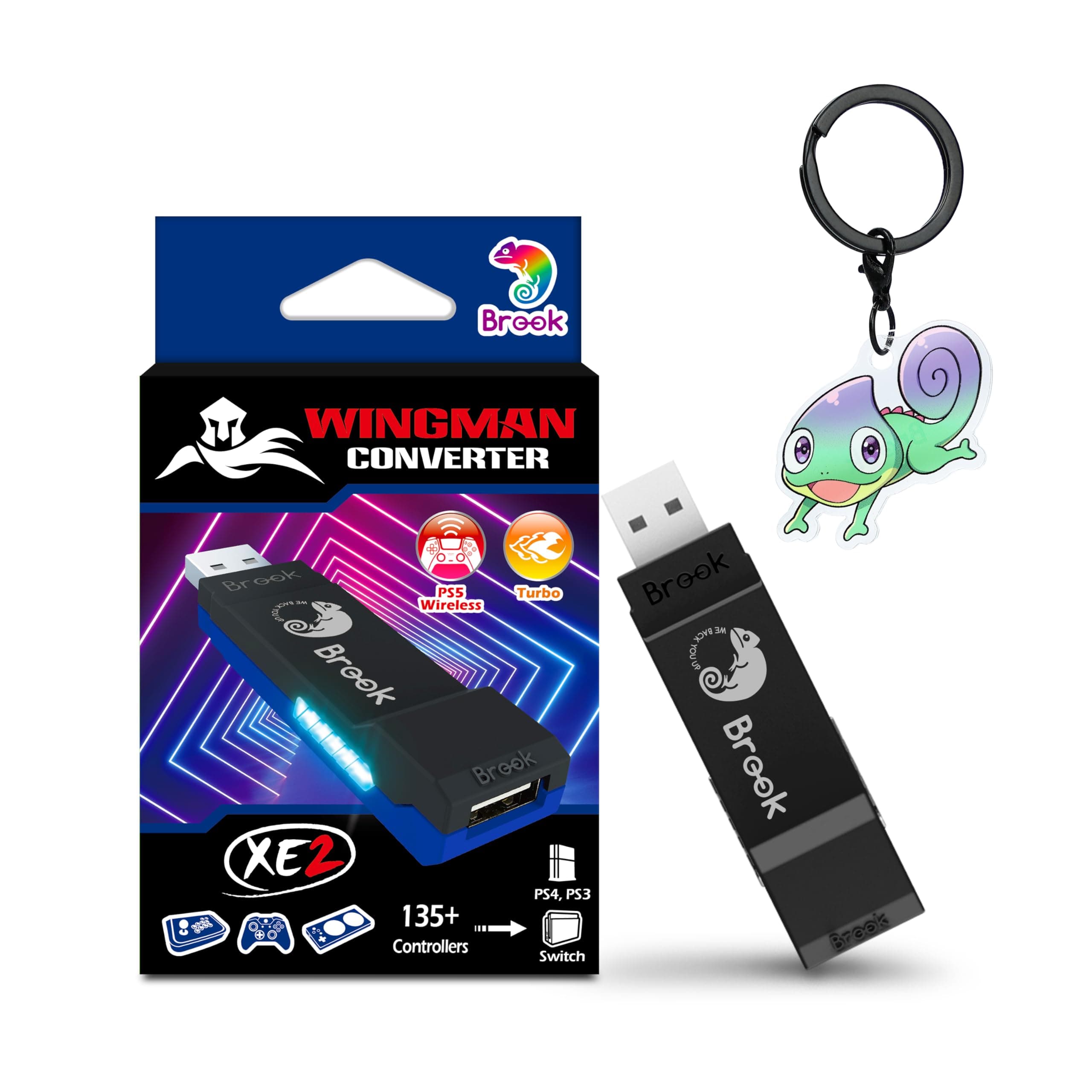 Brook Wingman XE 2 Controller Adapter for Nintendo Switch, Switch 2, PS4, PS3, PC – Use Xbox, DualSense, Switch Pro Controllers – Wireless & Wired – Plug & Play – No Lag