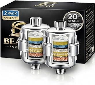Shower Water Filter 2 Pack- Shower Head Filter for Hard Water - 20 Stage Showerhead Filter - Water Softener to Remove Chlorine and Fluoride,Chrome