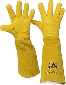 Legacy Gardens Rose Pruning Gardening Leather Gloves with Long Leather Forearm