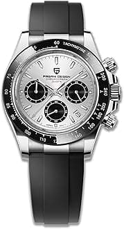 Pagani Design Men's Quartz Watch Simple Style High Precision Chronograph Waterproof Ceramic Bezel Stainless Steel Chain
