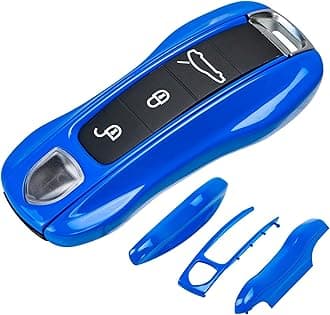 AeroBon 3-Piece Painted Key Fob Cover Compatible with Porsche Key Shell, Key Fob Shell Replacement (MK2, Shark Blue)