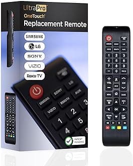 UltraPro OneTouch Universal Remote Replacement Compatible for All Samsung, LG, Sony, Vizio and Roku TV Smart TV, LED, LCD, HDTV, 3D, Series TV, Black, 84011