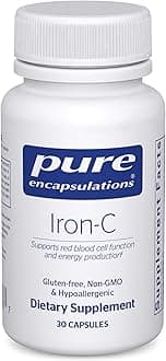 Iron-C - 15 mg - 175 mg Vitamin C - Red Blood Cell Support* - Energy Production - Highly Bioavailable Iron Pill - Gluten Free & Vegan - 30 Capsules