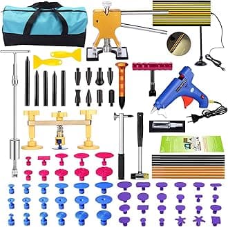 GLISTON DIY Paintless Dent Repair Kit 89pcs Dent Puller Tools Slide Hammer for Car Hail Damage Dent & Ding Remover
