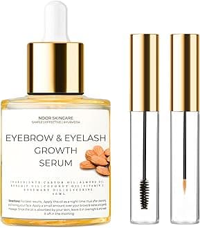 Eyebrow & Eyelash Growth Serum/Oil - Organic, Brow & Lash Boosting Enhancer for Thick Eyebrows and Eyelashes - has Castor oil for Volume & comes with Applicators (30 ml)
