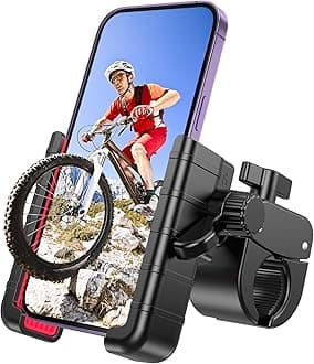 Bike Phone Mount Holder, [Camera Friendly] Motorcycle Phone Mount for Electric Scooter, Mountain, Dirt Bike and Motorcycle - 360° Rotate Suitable for iPhone & Android Smartphones from 4.5-7.0 inches