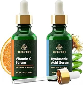 Vitamin C and Hyaluronic Acid Facial Serum Duo, Smoothing and Renewing, Dermatologist-Tested - 2- Skin Care Set