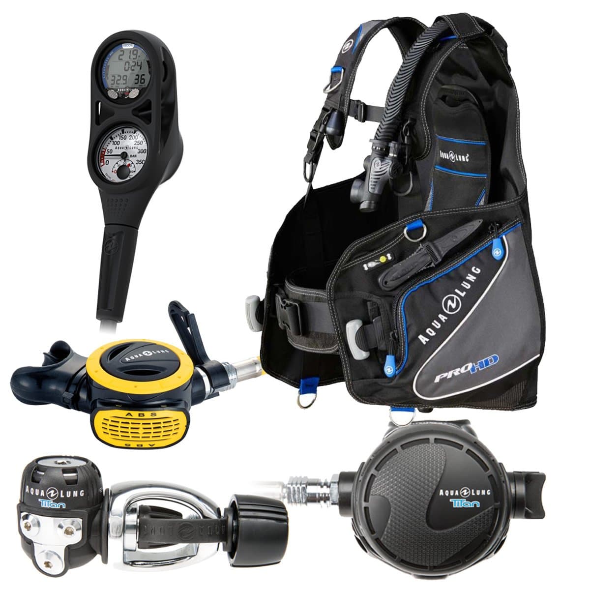 AqualungPro HD BCD, Reg, Octo, Computer Package with E Reg Bag