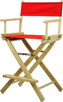 24" Director's Chair Natural Frame with Red Canvas, Counter Height