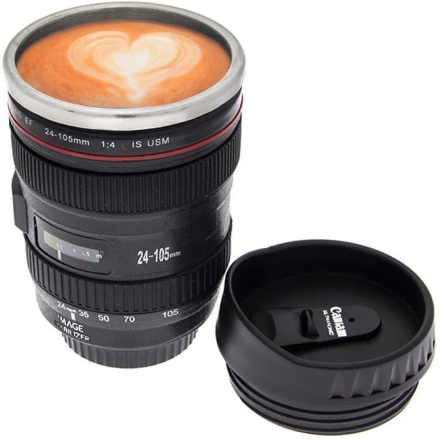 Camera Lens Shape Cup Coffee Tea Mug (Black)