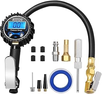 AstroAI Digital Tyre Inflator with Pressure Gauge, 0.1 Display Resolution 250 PSI Air Chuck and Compressor Accessories Heavy Duty with Rubber Hose and Quick Connect Coupler