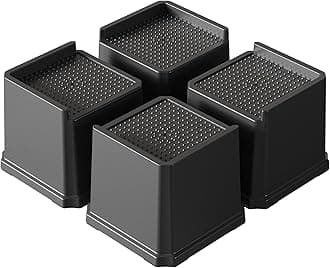 Bed Risers 4 Inch Heavy Duty 4 Pack L-Shaped Bed Furniture Elevators 1,500 lbs Lifts Up Riser for Sofa and Table