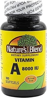 Nature's Blend Vitamin A 8000 IU - 100 Softgels - Supports Eye Health, Immune Function for Vision Support