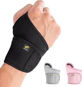 Bracoo Wrist Support, Wrist Brace for Pain Relief, Tendonitis, Sprain, Sport, Gym, Fitness, Workouts, Reversible Breathable Neoprene Hand Support Brace Fits Right Left Hand, WS10, 1 Pack, Black