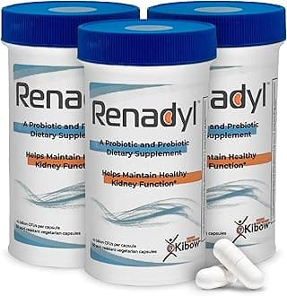 Renadyl Kidney Probiotic Supplement | Urea, Creatinine, & Uric Acid Support | 45 Billion CFUs | Clinically Tested, Non-GMO, & Made in USA, 180 Capsules (3 Bottles, 3 Month Supply)