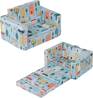 Tiita Kids Couch Fold Out, Toddler Sofa Bed Chairs, 2-in-1 Kids Couch Plush Chair, Folding Children Sofas to Lounger, Toddler Comfy Armrest Chair Bed Sofa for Girl or Boy, Car