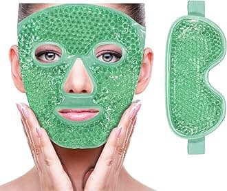 ZNÖCUETÖD Cooling Ice Face Eye Mask for Reducing Puffiness, Bags Under Eyes,Sinus,Redness,Pain Relief,Dark Circles, Migraine,Hot/Cold Pack with Soft Plush Backing Gift for Women