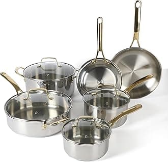Martha Stewart Castelle 10 Piece 18/8 Durable Stainless Steel Induction Safe ...