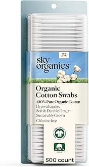 Organic Cotton Swabs, 500 ct. - Ultra Soft Tips - Strong & Durable - Hypoallergenic - Chlorine Free - Sustainable - Natural, Vegan & Cruelty Free - Skin Care & Self Care