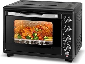 Toaster Oven with Double Grill, 2000W, 55L Capacity, 90-230° Temp Control, Double Glass Door, Stainless Steel Interior, Multiple Accessories for Baking & Broiling, Black - TRO55RDG-B5