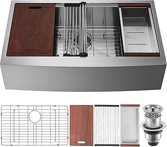 VEVOR Farmhouse Kitchen Sink, 304 Stainless Steel Drop-in Sinks, Top Mount Single Bowl Basin with Ledge & Accessories, Household Dishwasher Sinks for Workstation, Prep Kitchen, and Bar Sink, 30 i