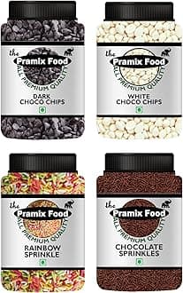 Pramix Premium Cake Decorative Combo of Sprinkles Dark White Choco Chips 400 g