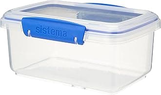 KLIP IT Rectangular Collection Food Storage Container, 33.8 oz./1 L, Clear/Blue