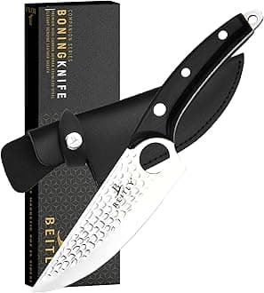 Companion Series 6 Inch Butcher Boning Knife, High Carbon German Stainless Steel Blade With Pakkawood Handle & Geniune Leather Sheath, Luxurious Gift Box Included
