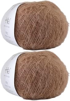 Snowbaby Wool Acrylic Blend Long Pile Yarn,(Worsted) Warm and Luxurious Fuzzy Yarn for Knitting and Crocheting DIY Hats Scarves Sweaters, 2 * 3.52oz/100g 207yds(03-Camel)