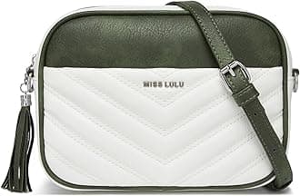 Miss Lulu Small Cross Body Bags for Women, Anti-Theft Black Handbag for Travel, PU Leather with Adjustable Strap, V-Shaped Pattern & Tassel Detail