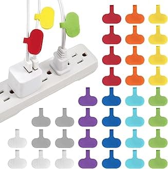 Cable Labels - Oval, Multi-Color (36 Pack) - Write-On Wire Tags for Cord Identification with Power Strips Behind Desks and TVs