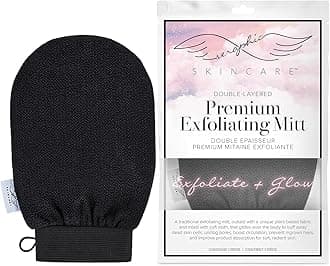 Double-Layered Korean Exfoliating Mitt for Deep Exfoliation – Viscose Fiber Exfoliating Glove to Achieve Smooth, Glowing Skin – Self Tan Remover and Applicator for Even, Perfect Tan