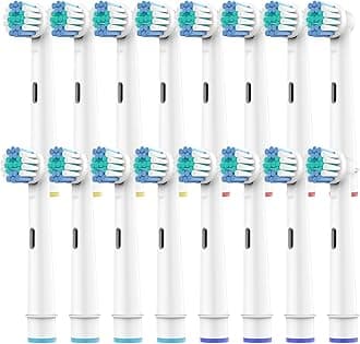 Toothbrush Heads for Oral B, 16 Pack Professional Electric Toothbrush Replacement Heads Medium Soft Dupont Bristles Replacement Toothbrush Heads Precision Clean Brush Heads Refills