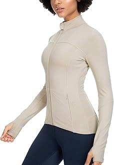 QUEENIEKE Women's Running Jacket Breathable Lightweight Sports Jacket Zipper Workout Jacket with Pocket for Yoga Fitness