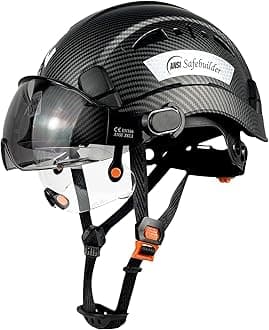 Industrial Safety Helmet with Visor ABS Hard Hat with Visor Adjustable Ventilation Hardhats Construction Head Protection ANSI Z89.1