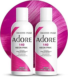 Adore Semi-Permanent Haircolor #140 Neon Pink 4 Ounce (118ml) (2 Pack)