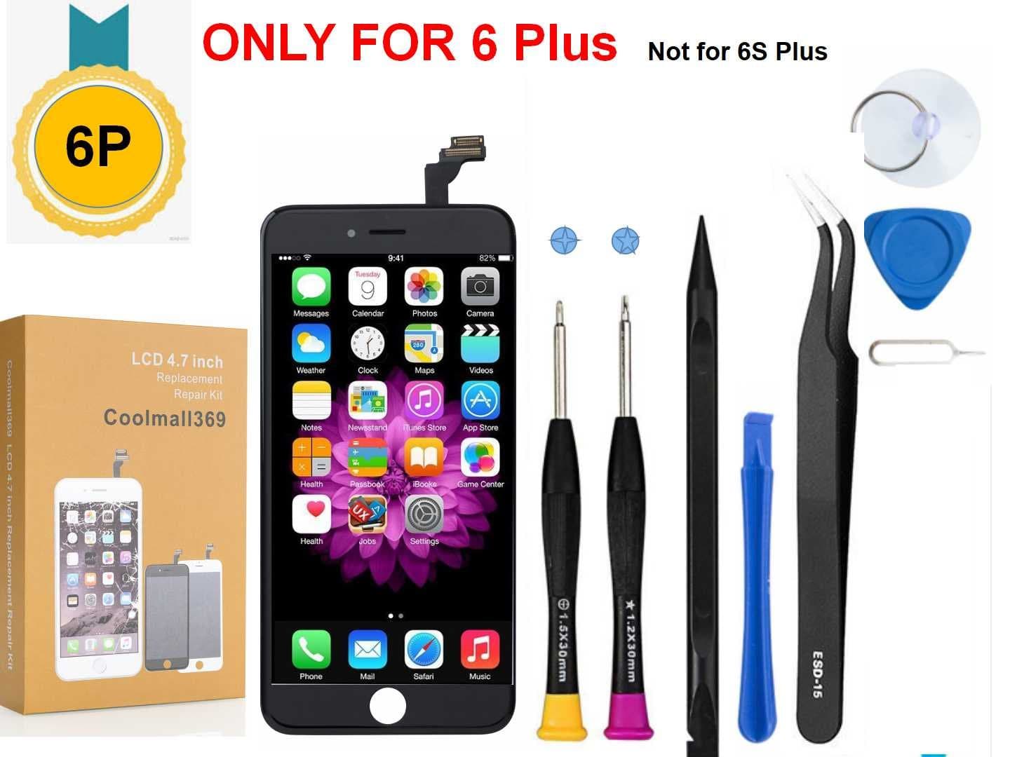 iPhone 6 Plus Screen Replacement for LCD Touch Screen Digitizer Frame Assembly Set Coolmall369 Free Tool Set Included 5.5 Inch (Black)