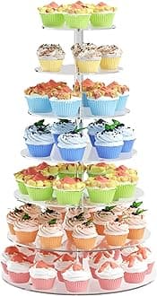7 Tier Cupcake Stand, Round Cupcake Tower Stand, Clear Acrylic Cupcake Tier Stand, Cupcake Dessert Display Stand for Wedding Graduation Birthday