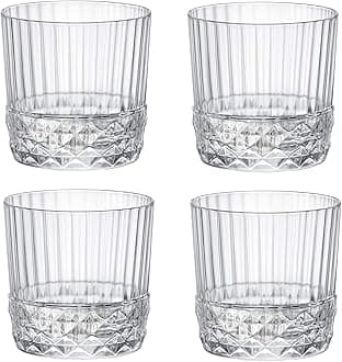 Bormioli Rocco America '20s 10.125 oz. Rocks Drink Drinking Glasses, Clear, Set of 4