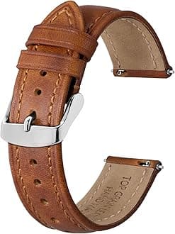 BISONSTRAP Retro Leather Watch Straps for Men, Oil Waxed Calfskin Replacement Band, Quick Release, Band Width 18mm 19mm 20mm 22mm