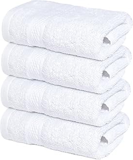 Infinitee Xclusives Premium White Washcloths Set – Pack of 4, 13x13 Inches 100% Cotton Wash Cloths for Your Body and Face Towels, Kitchen Dish Towels and Rags, Baby Washcloth