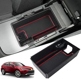 SKTU (Update) Compatible with 2021 2022 2023 2024 Venza Center Console Organizer 2024 2023 2022 Toyota Venza Accessories ABS Black Materials Tray Armrest Secondary Storage Box (Red)