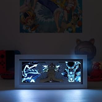 Anime LED Light Box, Manga Shadow Box Frame, Paper Cut, Table Lamp for Anime Enthusiasts, RGB Multi Color, Night Light for Room Decor, Unique Anime Desk Decor (Luffey V2)