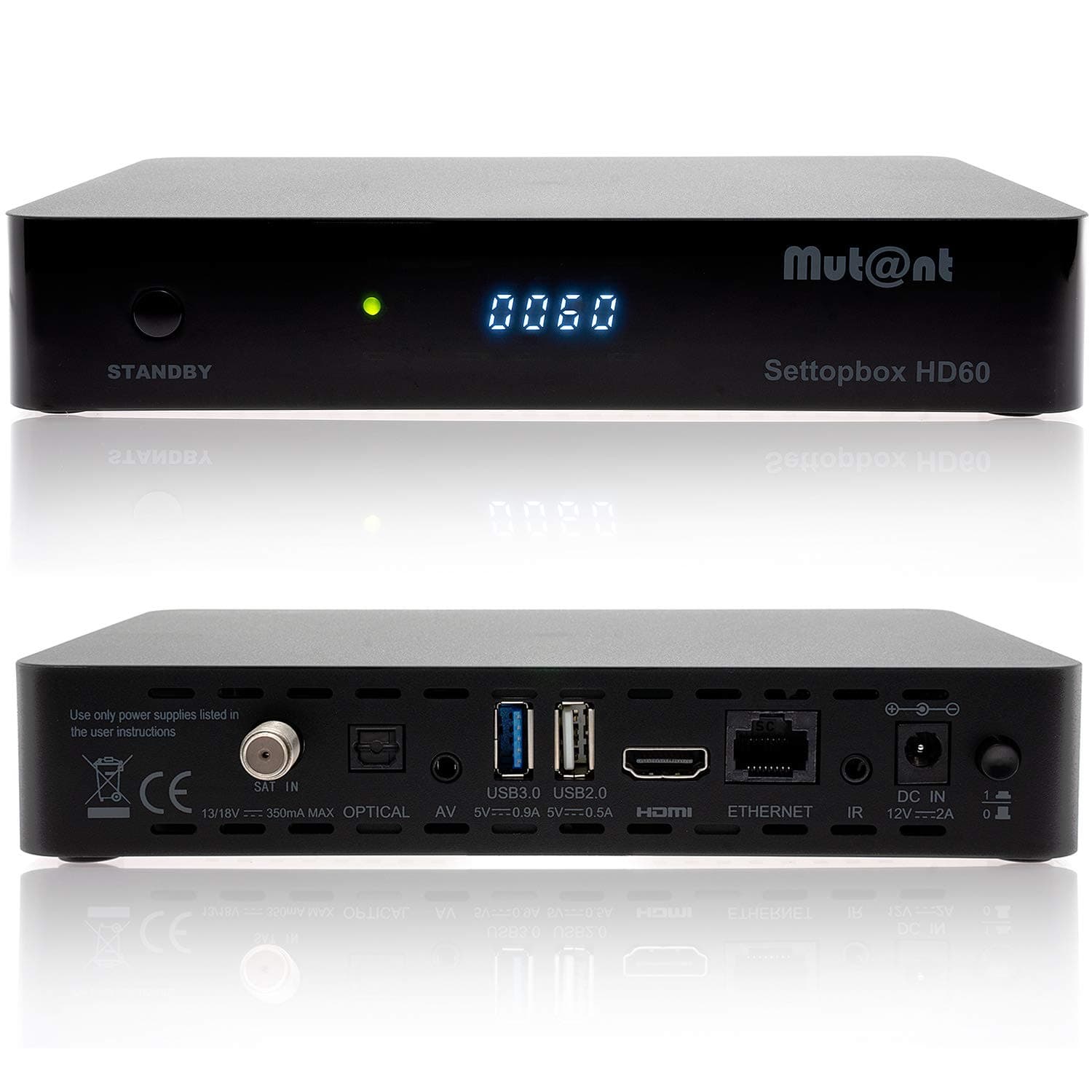 Mutant HD60 4K UHD 2160p E2 Linux 1x DVB-S2X satellite receiver incl. HDMI cable [pre-programmed for Astra & Hotbird]