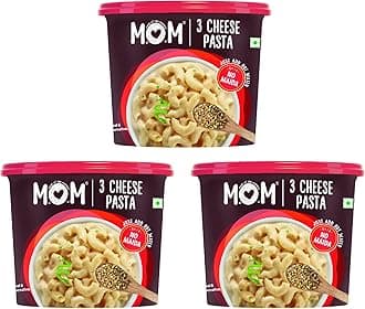 MOM - Meal of the Moment, 3 Cheese Pasta, 65/ 74g (Pack of 3) - Ready to eat | No added Preservatives | Instant Meals | 100% durum wheat