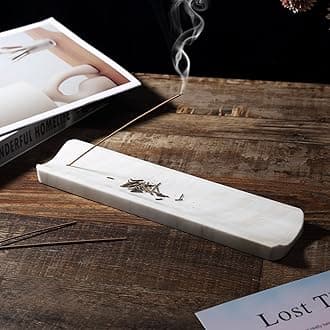 Marble Incense Holder, Incense Holder for Sticks, Incense Sticks Holder Ash Catcher for Meditation Yoga SPA, Natural Stone Incense Burner, Home Table Decor (White)