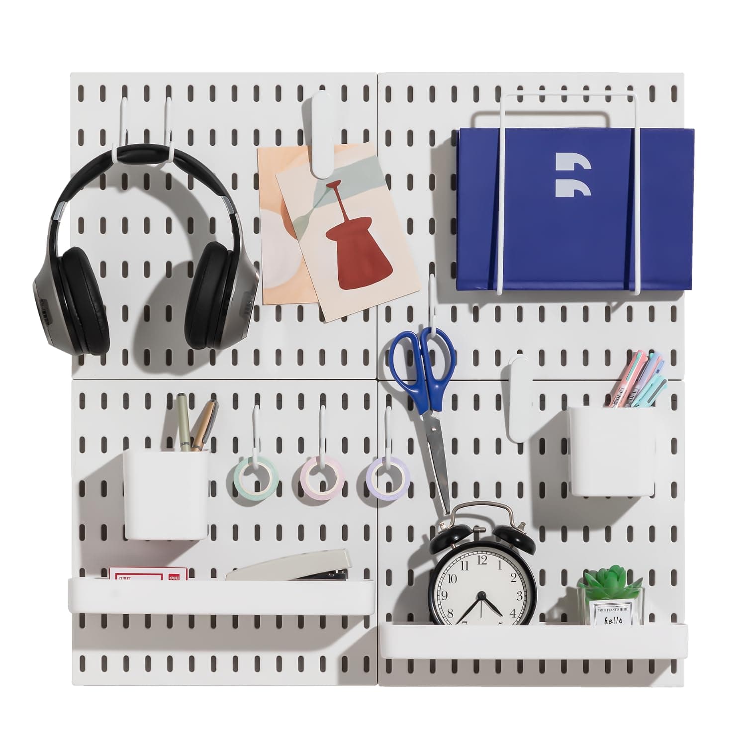 Pegboard Combination Kit, Pegboards and Accessories Modular Hanging for Wall Organizer, Crafts Organization, Ornaments Display, Nursery Storage, Peg Board (White, 22″×22″)