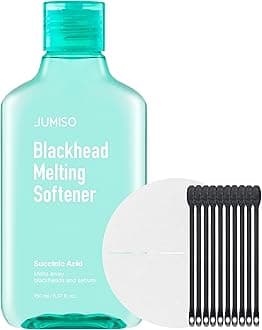 JUMISO Blackhead Melting Softener Kit (150ml/5.07 fl oz + 40 Pads + 10 Swabs) – Succinic Acid + PHA Pore Solution, Gently Dissolves Sebaceous Filaments & Strawberry Nose (No Pulling Strips)
